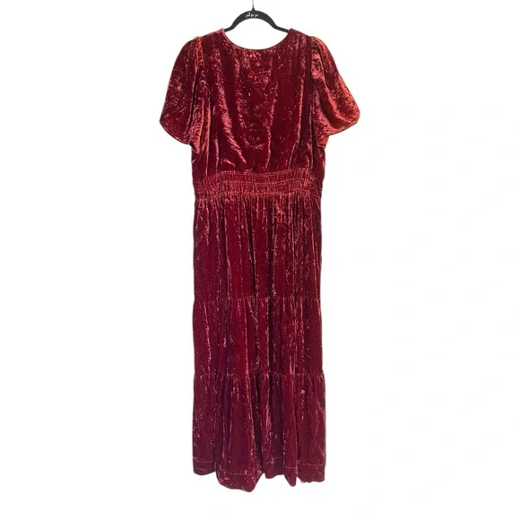 Anthropologie Somerset Velvet Maxi Dress in Deep Auburn Red Burgundy Women’s XL - Picture 3 of 7